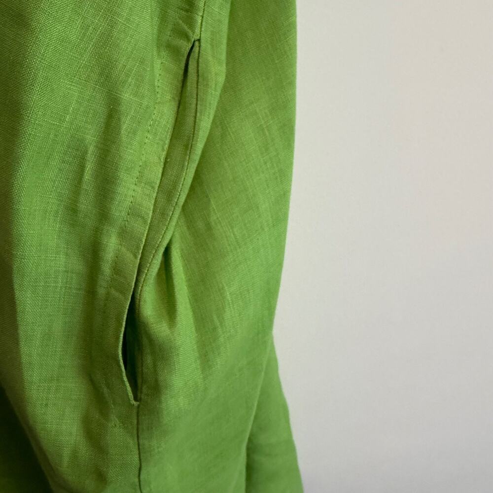 Harris Cotton Dress Women XL Oversized Green Linen Short Sleeve Kaftan Laganlook - Picture 6 of 8